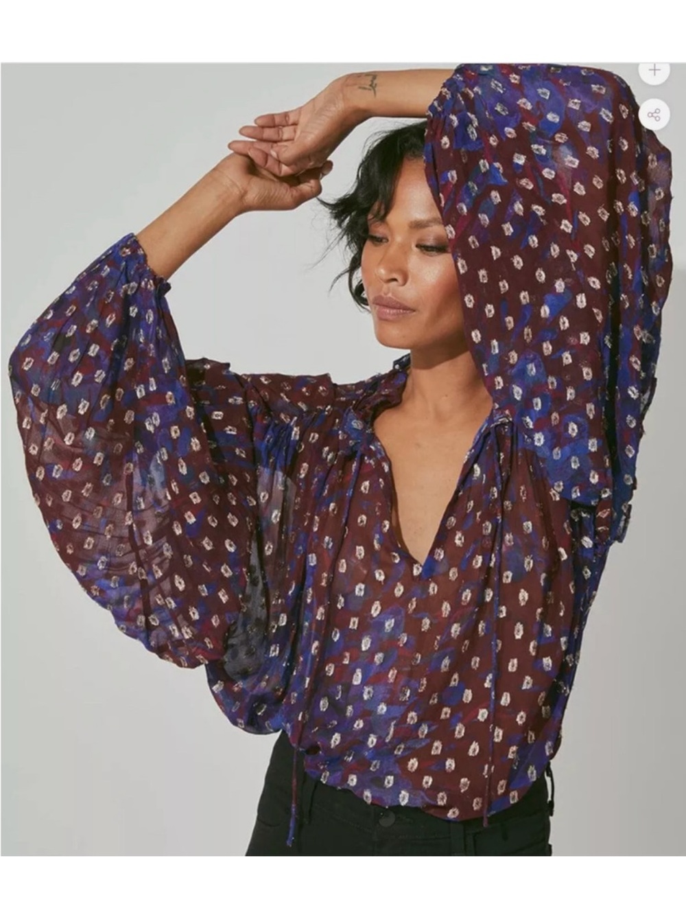 Cleobella Dara Shimmer Metallic Dot Blouse